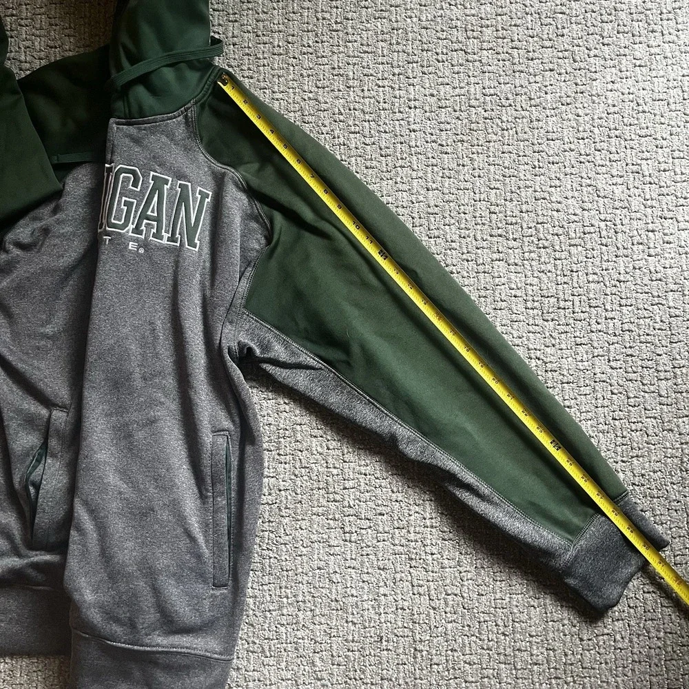 Knights Apparel Michigan State Spartans Mens 2XL Full Zip Hoodie Gray Green FLAW - Picture 15 of 16